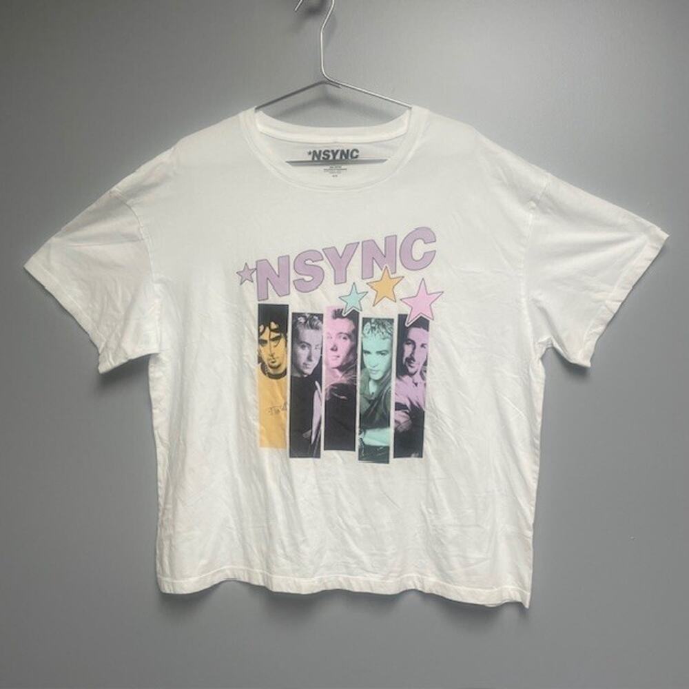 NSYNC Women's Graphic Short Sleeve T-Shirt Tee White 100% Cotton - Size XL